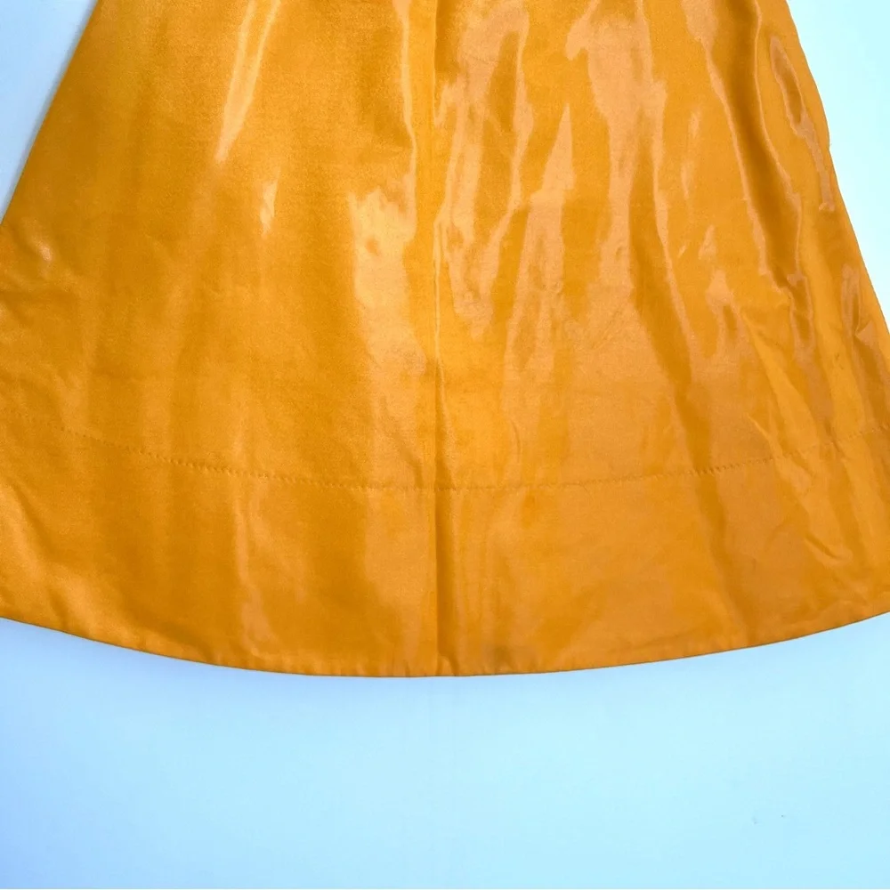 LOUIS VUITTON Mustard Shiny Cotton Blend A Line Mini Luxury Designer Skirt Sz 40
